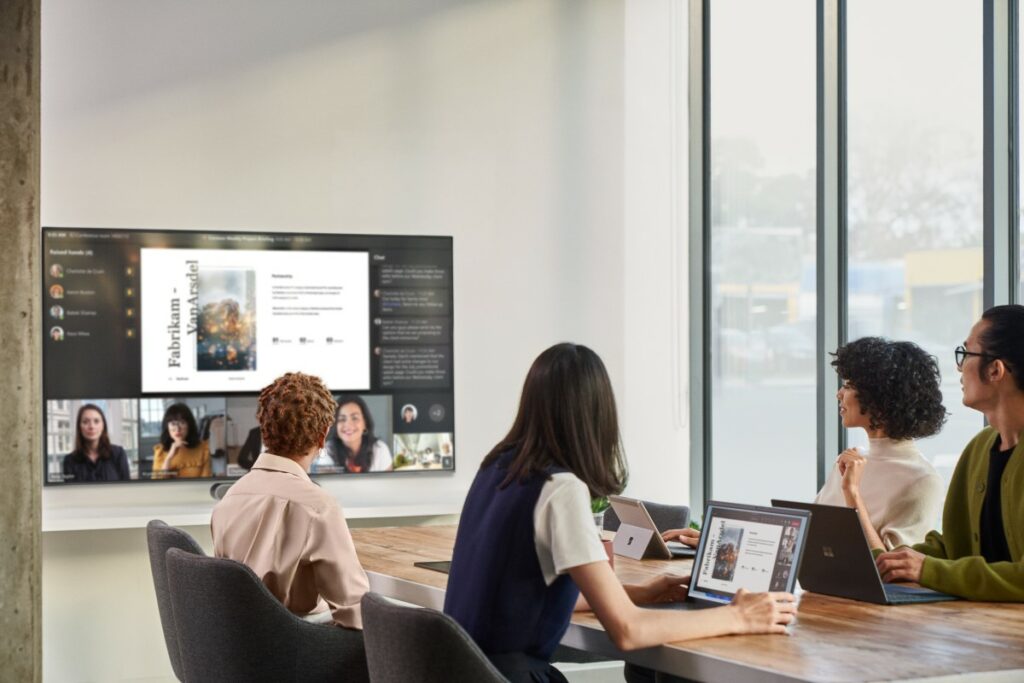 Hybrid conference room utilizes Microsoft Teams Rooms to create a higher level of meeting equity.