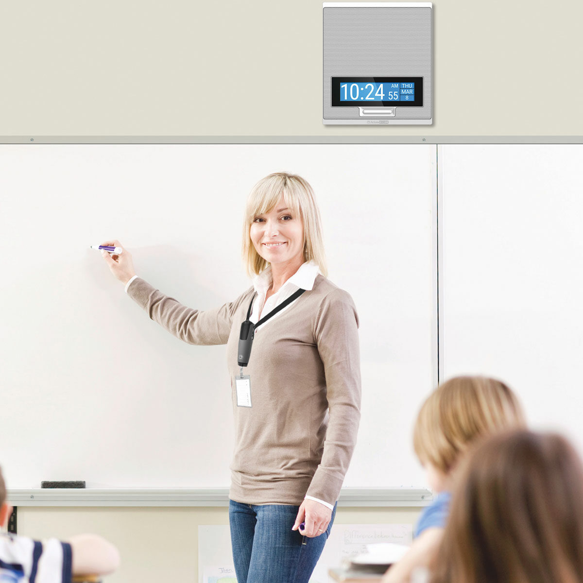 AtlasIED intercom system in school classroom.