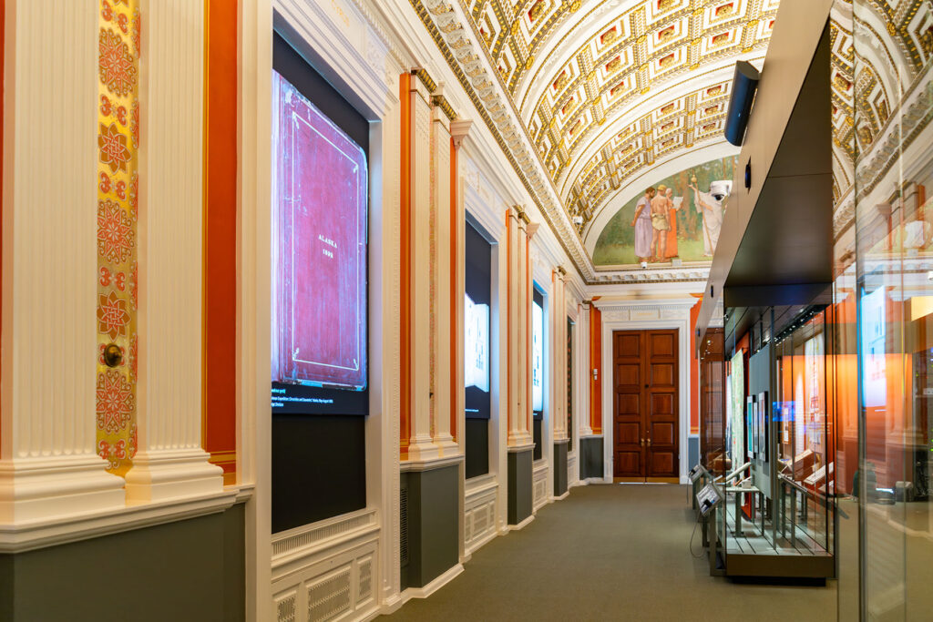 Library of Congress features ten DLP 4K projectors, encased screens, and strategically placed speakers for an immersive audiovisual experience